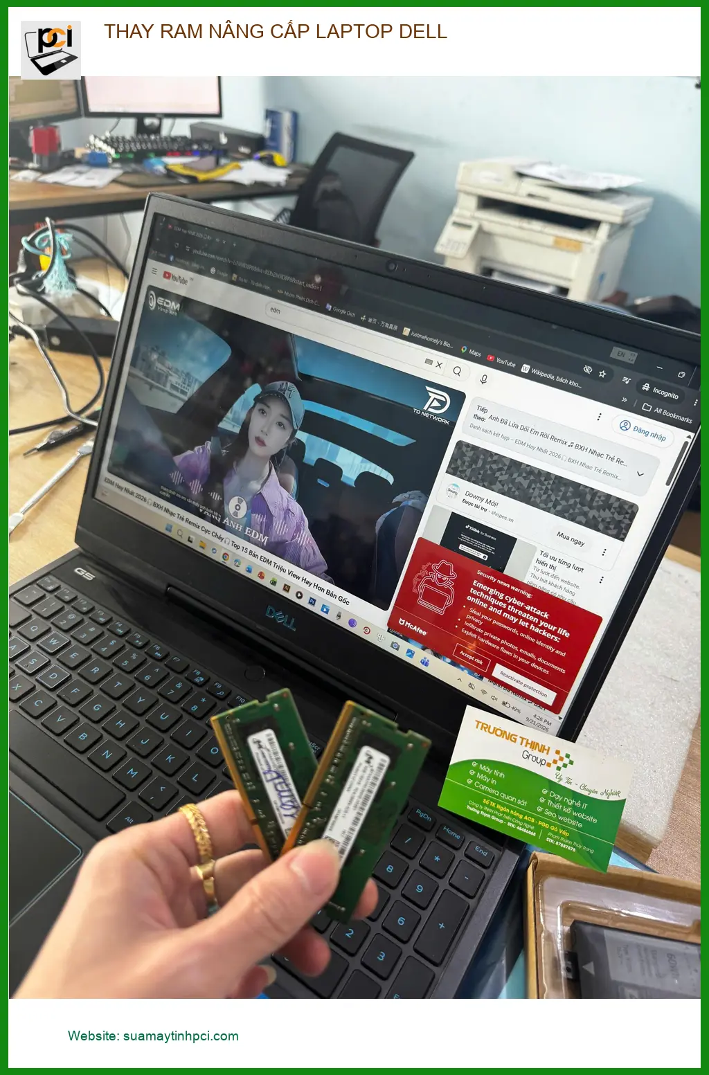 Anh Khánh kiến trúc sư tìm chỗ thay RAM nâng cấp laptop Dell ở Quận 10 ảnh thực tế 1
