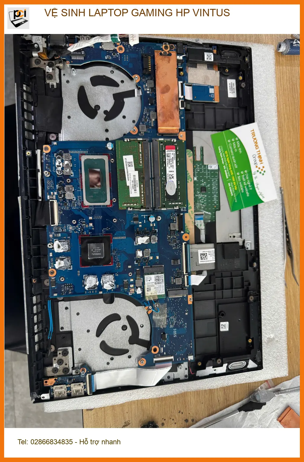Em Duy sinh viên tìm chỗ vệ sinh laptop gaming HP Vintus Quận 10 ảnh thực tế 1