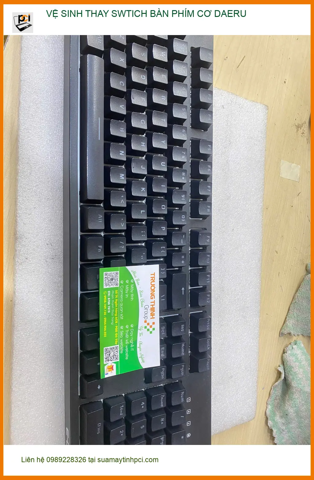 Chú Tân ở Gò Vấp đánh giá vệ sinh thay switch bàn phím cơ Daeru ảnh thực tế 1