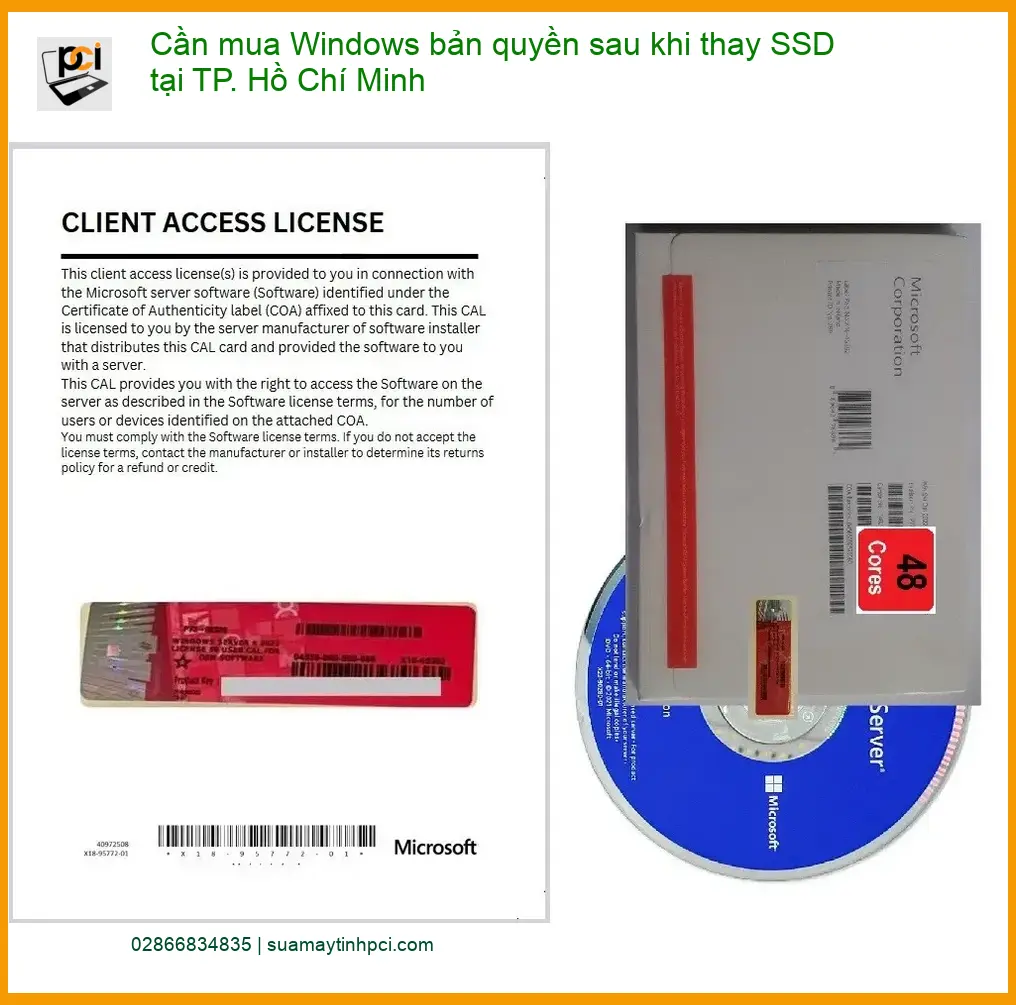 Windows Cần mua bản quyền sau khi thay SSD – Dịch vụ cài đặt tận nơi TPHCM