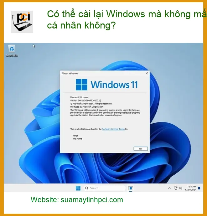 PC cài lại Windows không mất dữ liệu cá nhân? – Chuyên gia PCI tư vấn