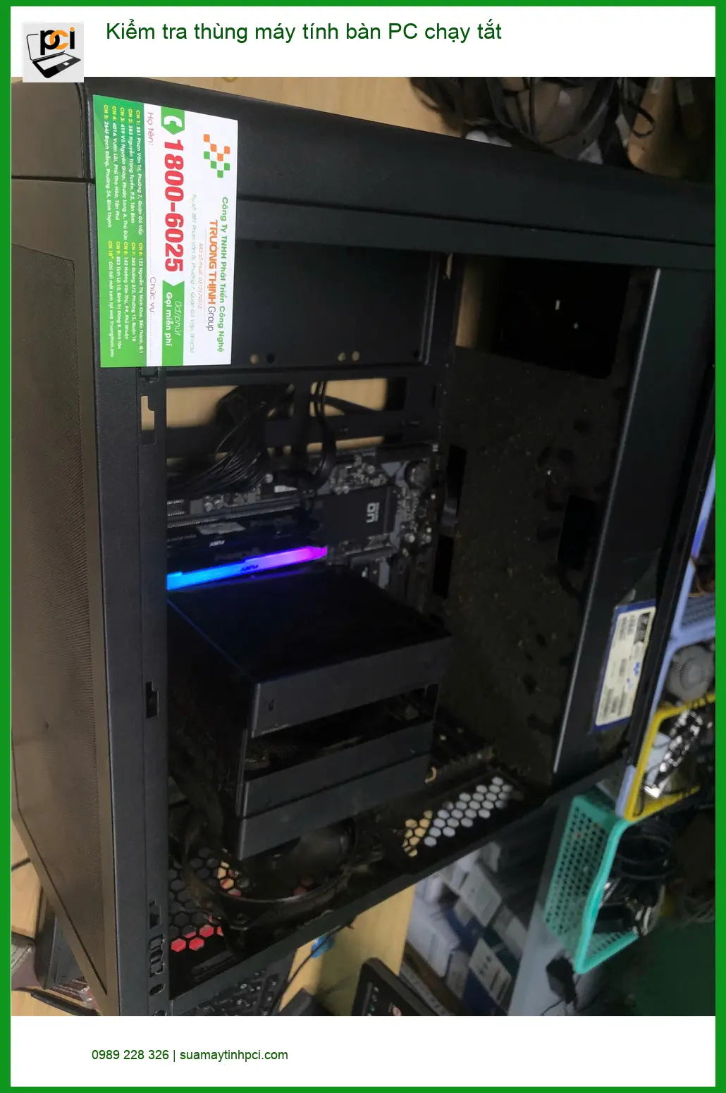 Chú Tấn kiểm tra thùng máy tính bàn PC chạy tắt Quận Bình Tân