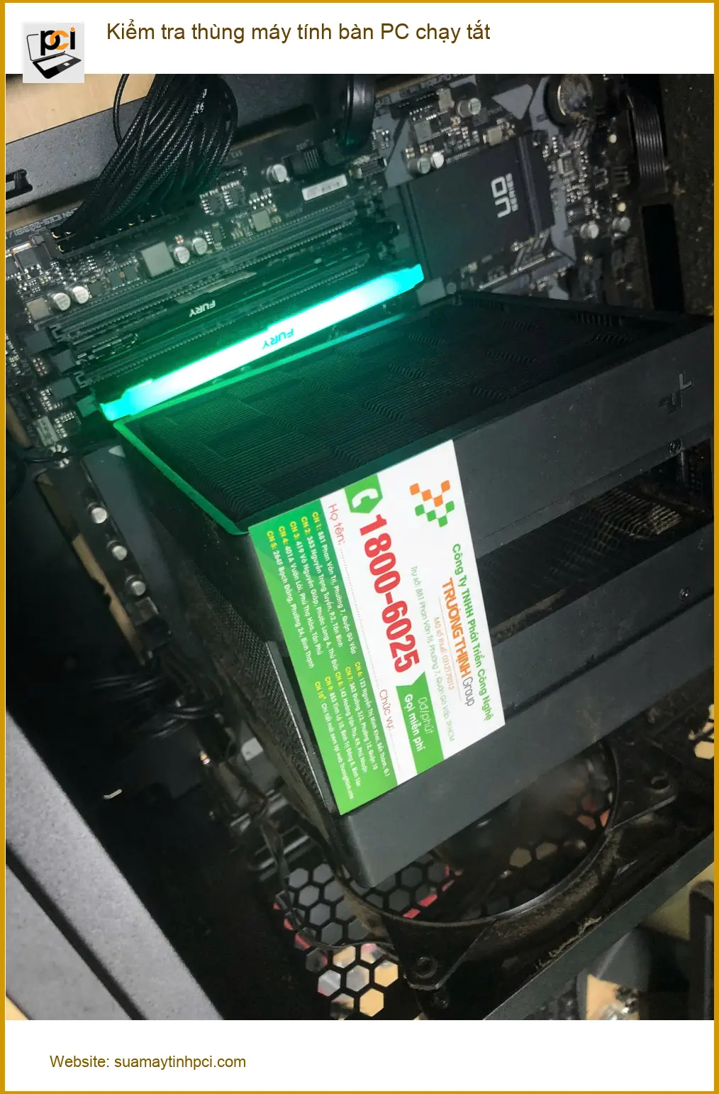 Chú Tấn kiểm tra thùng máy tính bàn PC chạy tắt Quận Bình Tân ảnh thực tế 1