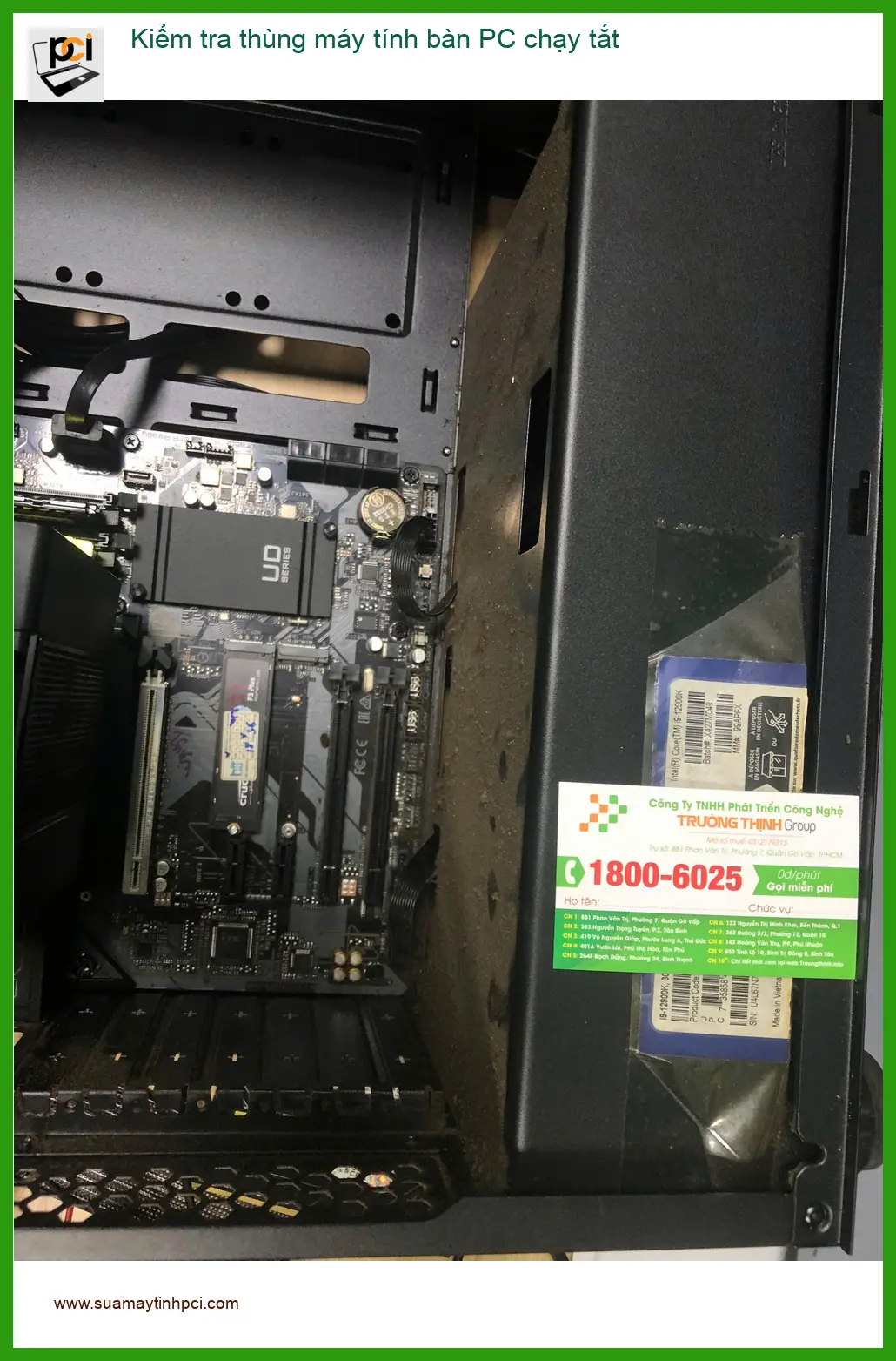 Chú Tấn kiểm tra thùng máy tính bàn PC chạy tắt Quận Bình Tân ảnh thực tế 2