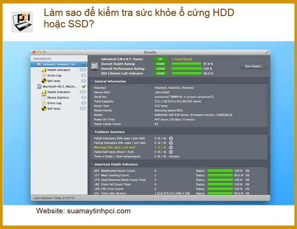 PC Làm sao để kiểm tra sức khỏe ổ cứng HDD/SSD – Cách tự xử lý tại nhà