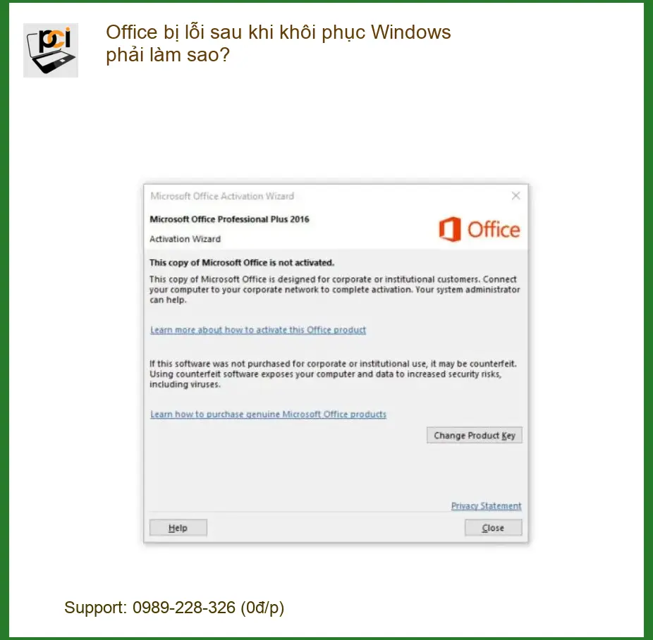 Văn phòng Office bị lỗi sau khi khôi phục Windows – Trung tâm hỗ trợ TPHCM