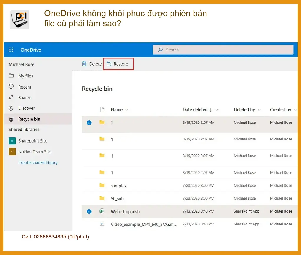 OneDrive không khôi phục file cũ phải làm sao? – Trung tâm sửa máy tính TPHCM