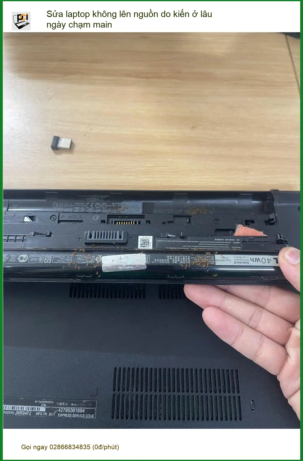 Sửa laptop không lên nguồn do kiến chạm main Q.Phú Nhuận – Chú Cường