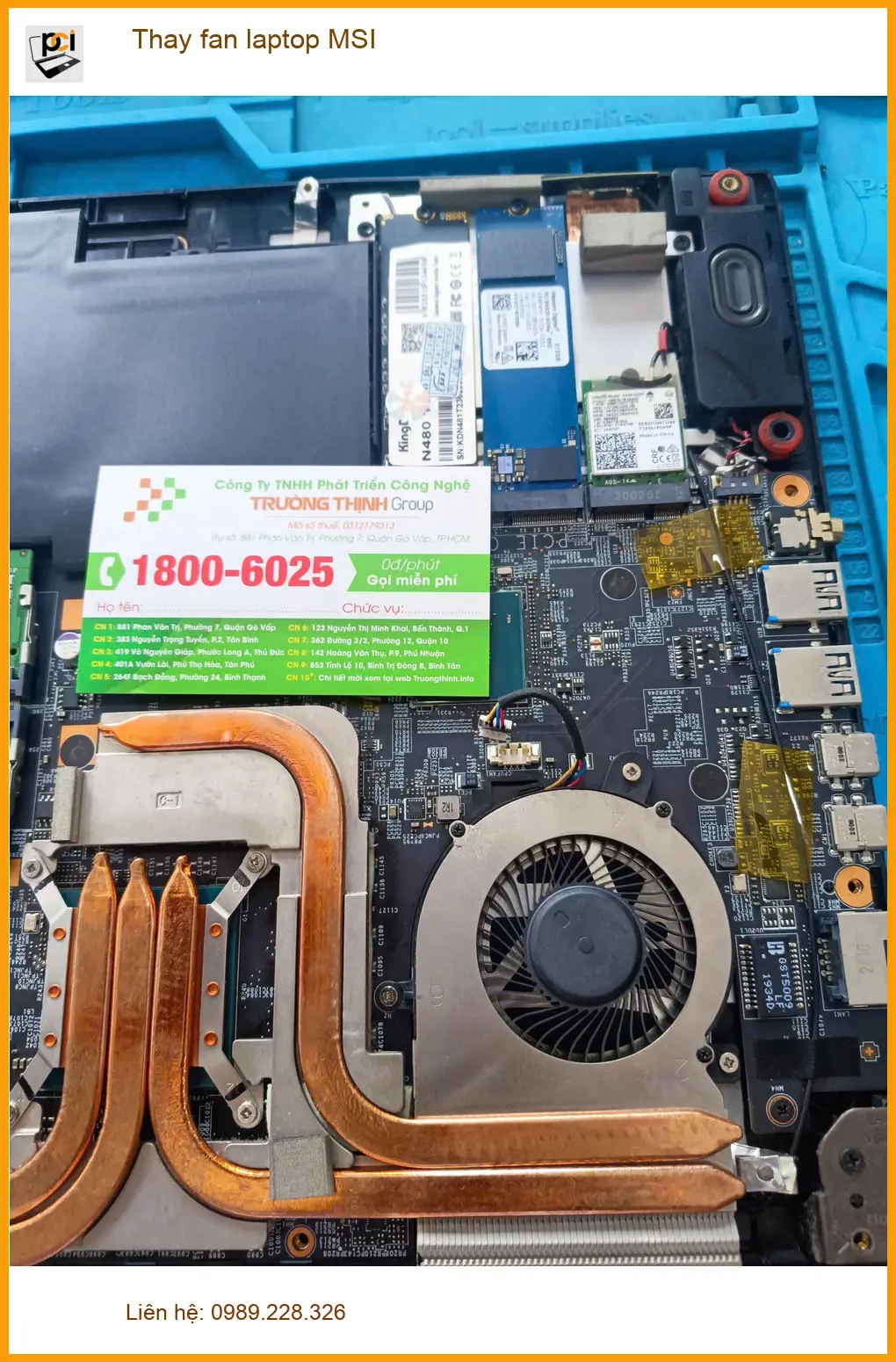 Anh Khôi sinh viên IT tìm chỗ thay fan laptop MSI Quận Tân Phú – Review dịch vụ