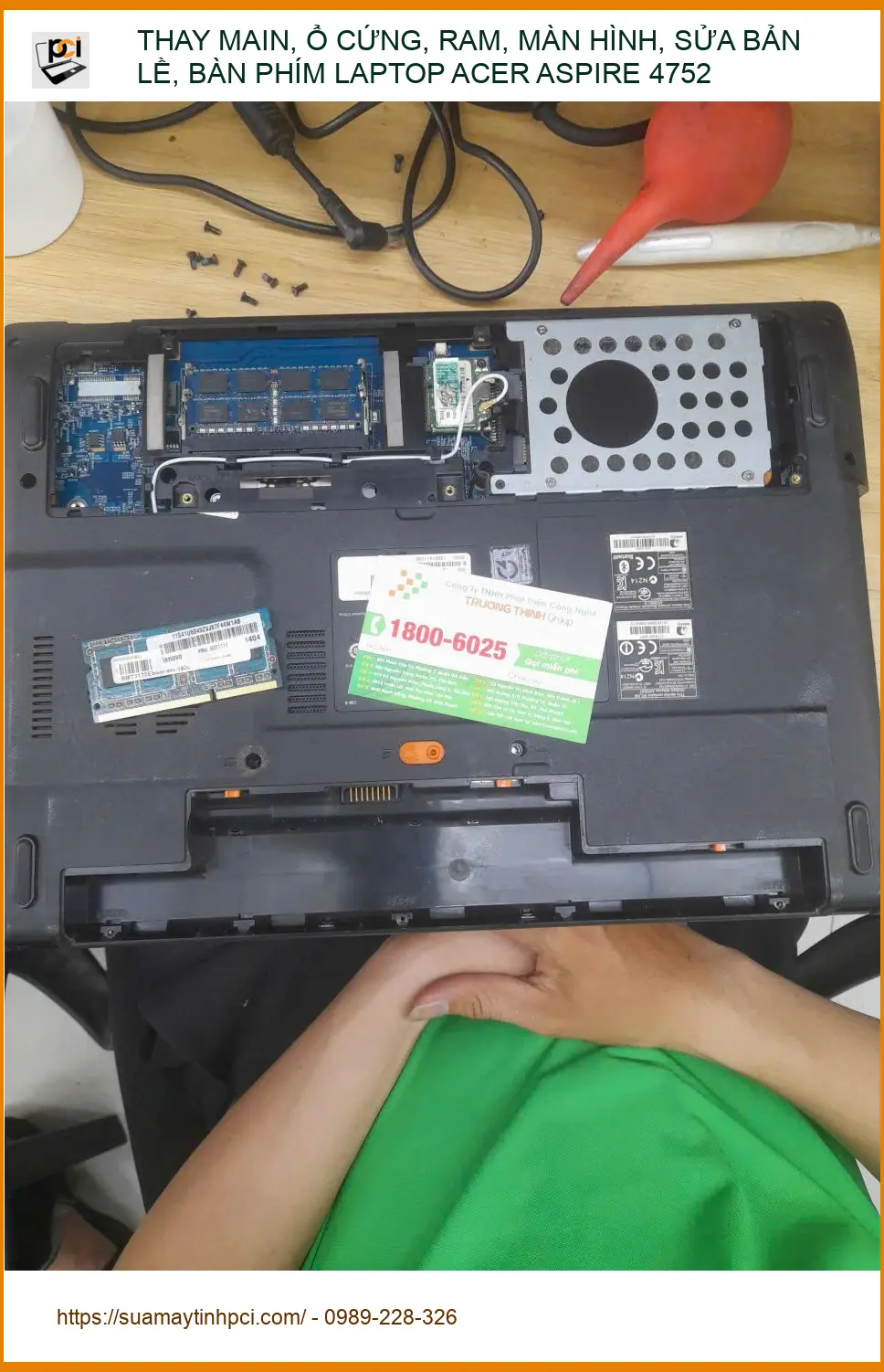 Anh Khoa thay main, sửa bản lề Laptop Acer Aspire 4752 Quận 12 lấy liền ảnh thực tế 1
