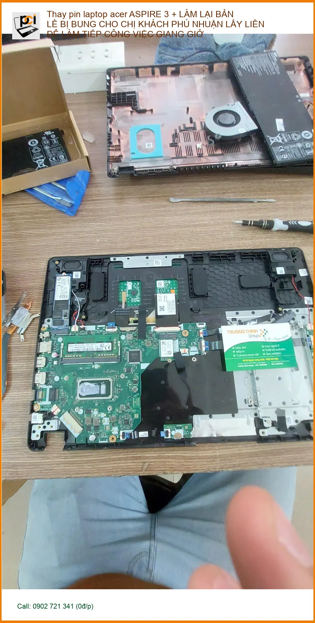 Cô Loan ở Phú Nhuận: Thay pin, sửa bản lề laptop Acer Aspire 3 lấy liền