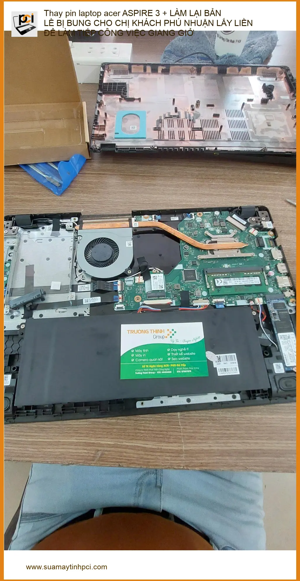 Cô Loan ở Phú Nhuận: Thay pin, sửa bản lề laptop Acer Aspire 3 lấy liền ảnh thực tế 1