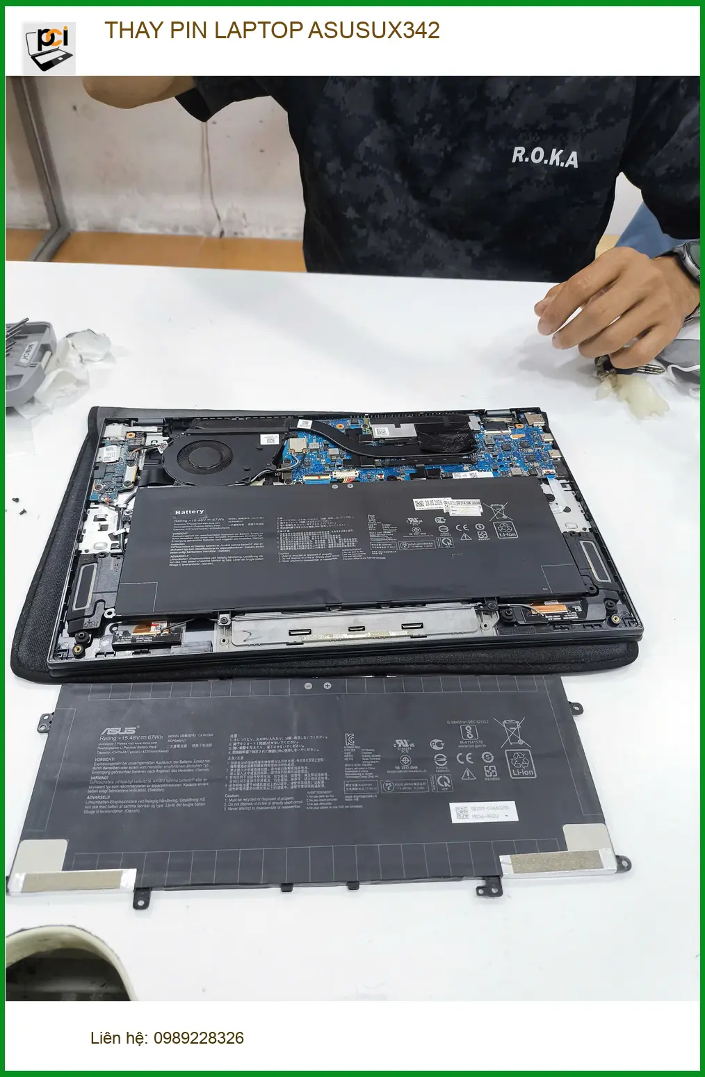 Chị Hà quản lý dự án tìm chỗ thay pin laptop ASUSUX342 Quận Gò Vấp lấy ngay ảnh thực tế 1