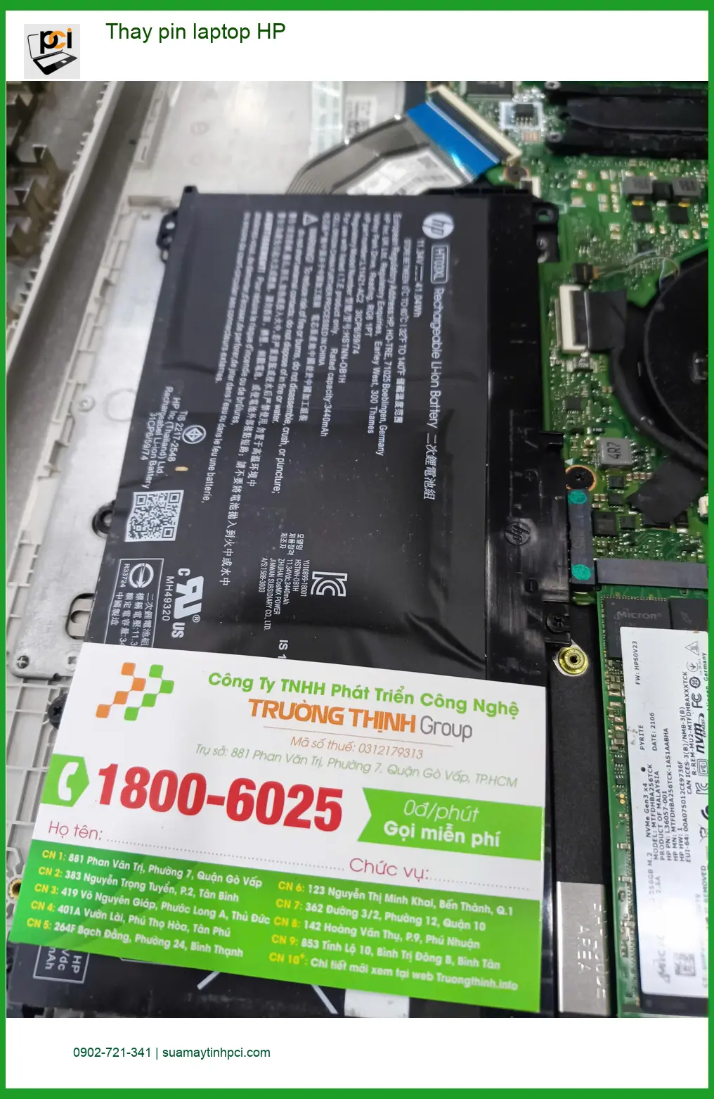 Cô Nguyệt giáo viên tìm chỗ thay pin laptop HP Quận Tân Phú ảnh thực tế 1
