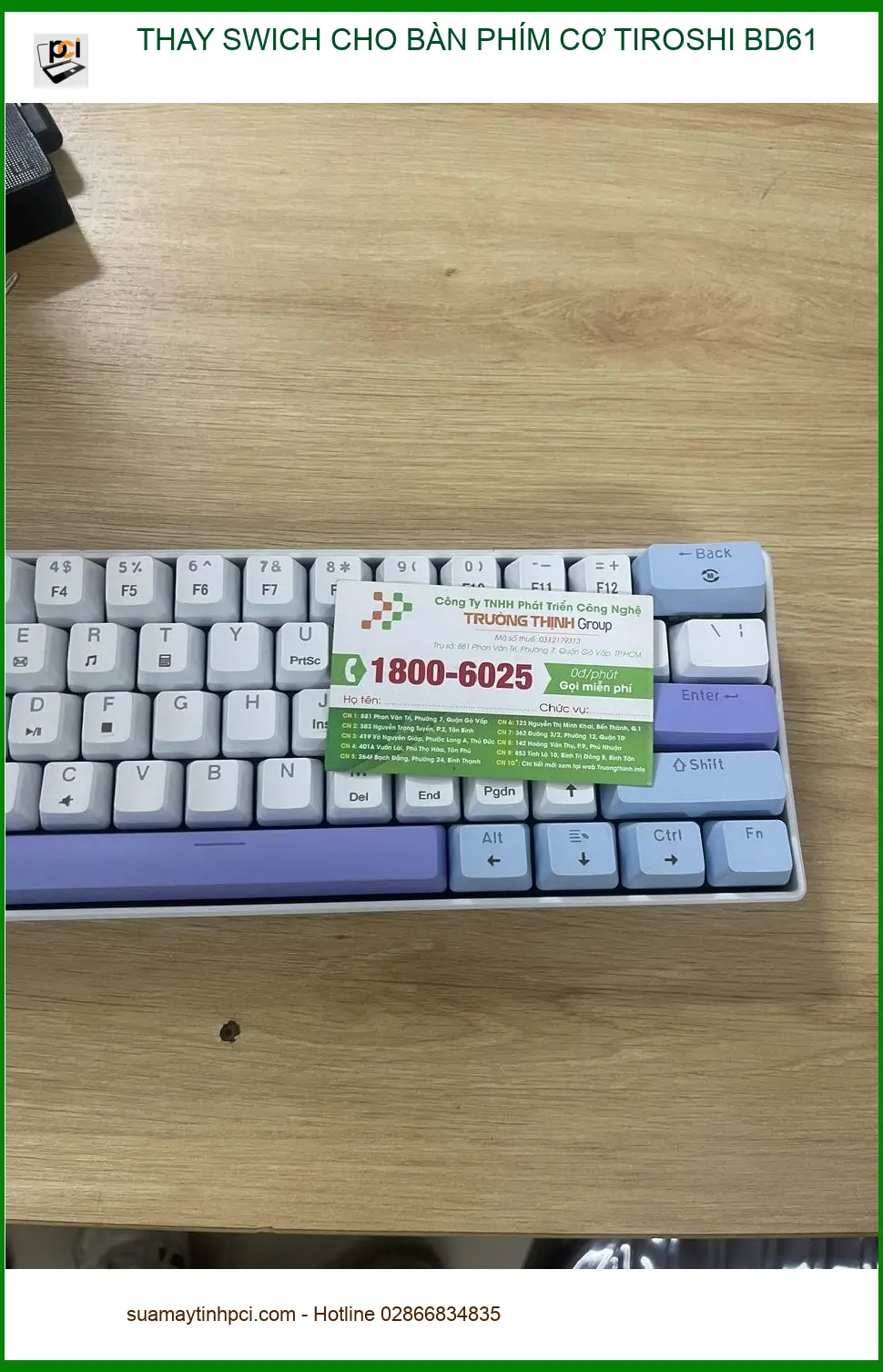 Dịch vụ Thay Swich cho bàn phím cơ Tiroshi BD61 Quận Phú Nhuận - Chú Long khắc phục lỗi phím ảnh thực tế 1